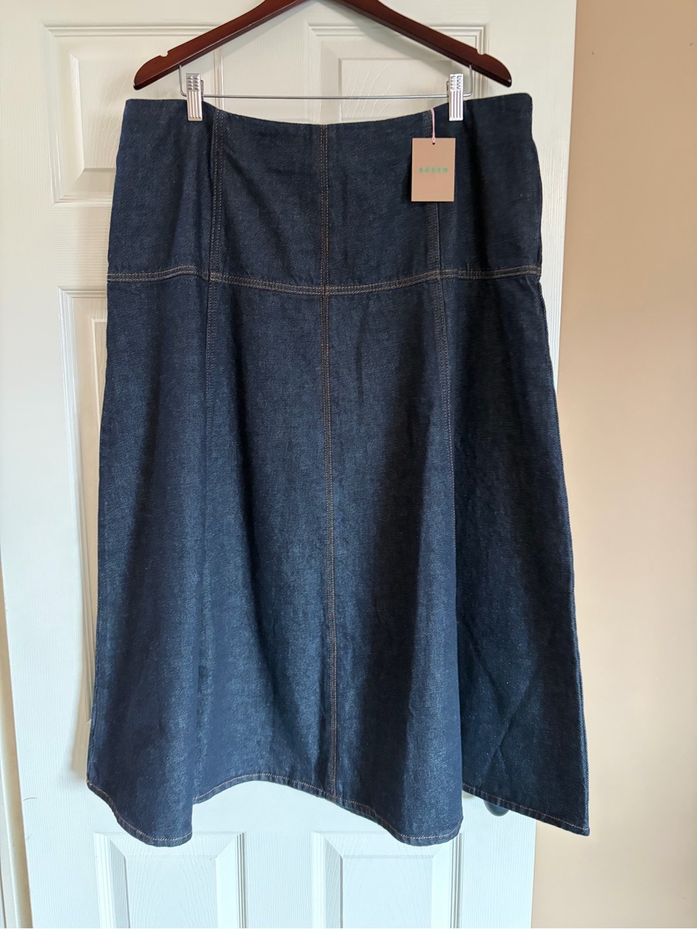 Boden Dark Blue Denim A-Line Skirt